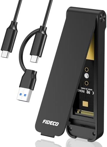 FIDECO M.2 NVMe SSD Enclosure – USB 3.2 Gen 2 PCIe Adapter with Tool-Free Installation, Optimal Thermal Management, and UASP/Trim Support for Lightning-Fast Data Transfers and Broad M.2 Compatibility – Ideal for Gamers and Content Creators