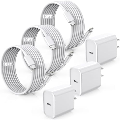 Ultra-Long 10 FT USB-C Fast Charging Kit for i Phone 16 & 15 – 3-Pack Wall Charger & Enhanced Cables for i Phone 16 Pro Max, 15 Pro/Plus, i Pad Pro/Air/Mini – Unmatched Speed & Durability for Effortless Power Management