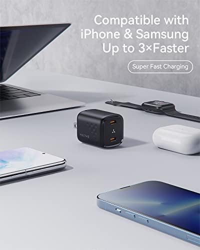 VOLTME 30 W Dual-Port USB C Fast Charger – Compact Wall Charger with Foldable Plug for Efficient Charging of Mac Book Air, i Phone 14 Pro/14 Pro Max, Galaxy, Pixel, i Pad Mini & More – Universal Compatibility & Enhanced Speed for On-the-Go Convenience