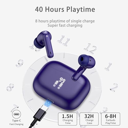 Premium Bluetooth 5.3 Wireless Earbuds with Deep Bass and 40-Hour Playtime – IP7 Waterproof In-Ear Headphones Featuring 4 HD Microphones for Crystal-Clear Calls and Ergonomic Comfort – Ideal for Android & i OS Users in Vibrant Green