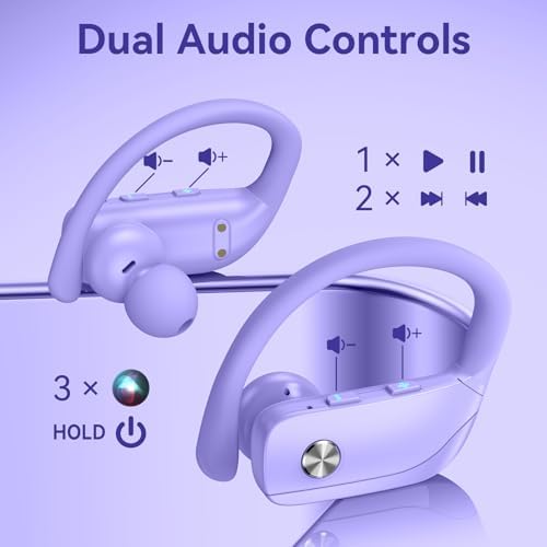 Elevate Your Sound Experience with Bmani Wireless Earbuds: 48-Hour Playtime Bluetooth Headphones with LED Battery Indicator, Secure Over-Ear Design, Built-in Mic for Hands-Free Calls, Ideal Sport Earphones for Active Lifestyles