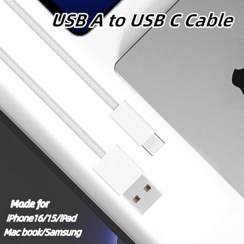 10-Foot USB C to USB C Fast Charging Cable – Durable Nylon Braided Charger for i Phone 15 Pro Max, Mac Book, i Pad, and Samsung Galaxy – Enhanced Speed & Universal Compatibility for Effortless Charging and Data Transfer
