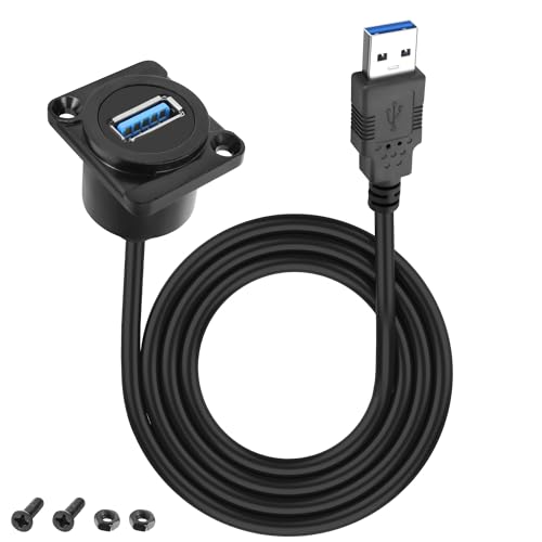 XMSJSIY USB 3.0 Flush Mount Extension Cable – 5 Gbps High-Speed USB Type-A Male to Female Connector for Seamless Data Transfer and Charging – Durable 1 M (3.2 FT) Design for Professional Installations and DIY Projects – Enhanced Compatibility for Workstations and Entertainment Systems