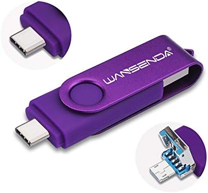 Wansenda 3-in-1 64 GB USB 3.0 Flash Drive – Versatile External Memory Stick for Android, PC & Mac with Lightning-Fast Transfer Speeds – Stylish Purple Design for Effortless Data Storage and Sharing on Samsung Galaxy, LG, Moto & More