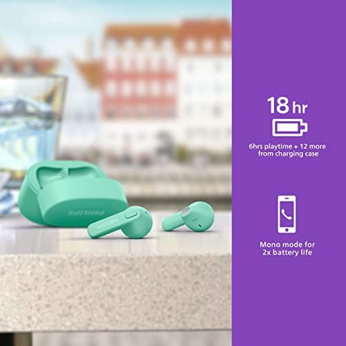 Philips T2206 True Wireless Earbuds – Compact Charging Case, IPX4 Water-Resistant Design, Enhanced Audio Mobility for Active Lifestyles, Rapid Pairing Technology, Secure Fit for Music Lovers and Fitness Enthusiasts