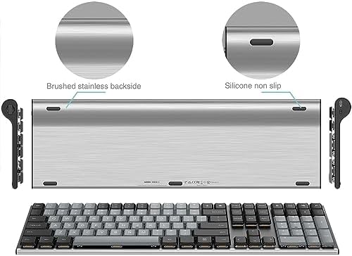 Experience Unmatched Typing with the Arteck Wireless Mechanical Keyboard – Quiet Brown Switches & Rechargeable Battery for a Clutter-Free Workspace on PC, Laptop, or TV – Sleek Low-Profile Stainless Steel Design for Windows 11/10 Users