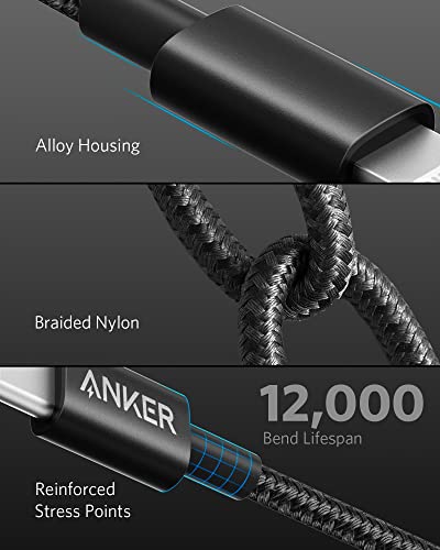 Anker Premium Nylon Braided USB C to Lightning Cable – 6 FT Durable MFi Certified Charger for i Phone 14 and More – Fast Charging & High-Speed Data Transfer Cable for Ultimate Connectivity
