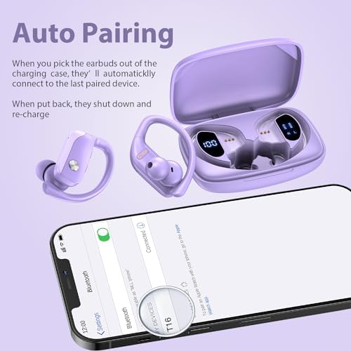 BMANI Bluetooth Wireless Earbuds – 48-Hour Playback Sport Headphones with LED Battery Display, Over-Ear Design & Secure Earhooks, Perfect for Active Lifestyles and Hands-Free Calls, Enhanced Compatibility for Seamless Device Pairing – Ideal for Workouts and Daily Commutes