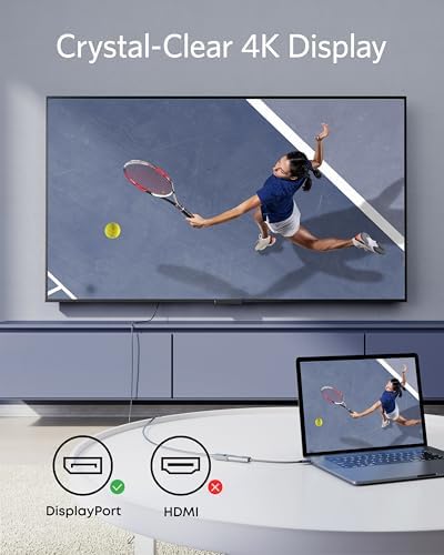 Transform Your Home Office with the Anker USB C to Display Port Adapter – 4 K@60 Hz for Crystal-Clear Displays, Compatible with Mac Book Pro, Air, i Pad Pro, XPS 15/13, and More – Sleek, Portable Design for Effortless Connectivity and Enhanced Productivity