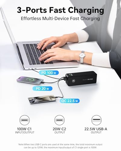 High-Capacity 27,000 m Ah Portable Power Bank with 120 W Fast Charging – Smart Digital Display & Enhanced Compatibility for i Phone, Mac Book, Samsung & More – Ultimate Travel Charger for Laptops and Devices