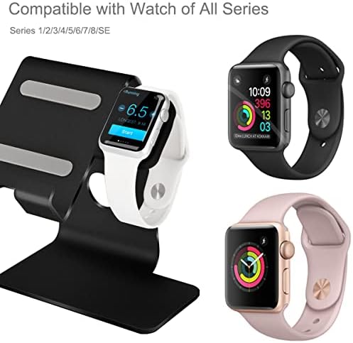Sleek Dual Charging Station for Apple Watch & i Phone – Universal Compatibility for All Models (38 mm to 49 mm) – Fast-Charging Aluminum Dock in Silver Grey – Elevate Your Charging Experience with Enhanced Speed and Style – Perfect for Home or Office Organization – Tangle-Free Solution for Busy Lifestyles