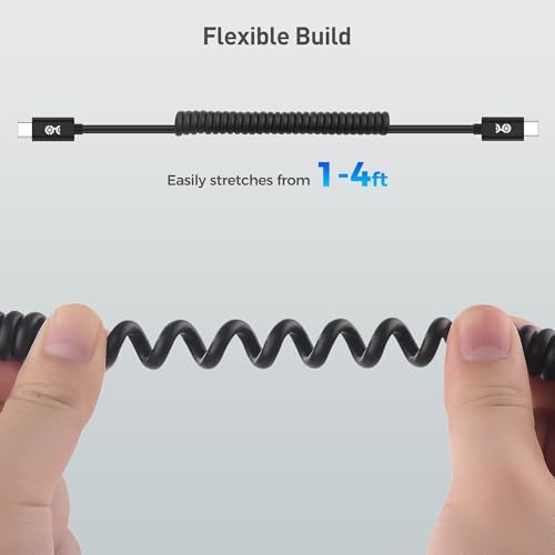 Cable Matters 2-Pack Coiled USB C to USB C Cable 1-4 Feet, Up to [60W Charging, 480Mbps Data Transfer] Compatible with Apple CarPlay, Android Auto, USBC Charger Cable for iPhone 16/15, Galaxy S24 – Enhanced Compatibility and Speed