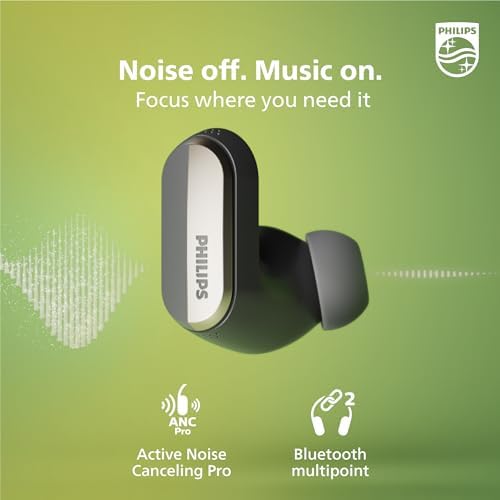 Philips Fidelio T1 True Wireless Earbuds – Audiophile-Grade Sound & Advanced Active Noise Cancelling Pro+ Technology, Bluetooth 5.2 for Seamless Connectivity, Ergonomic Design for All-Day Comfort, Long Battery Life with 25 Hours Playtime, Perfect for Music Lovers and Daily Use