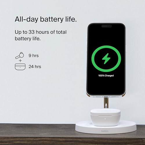 Belkin Sound Form™ Motion True Wireless Earbuds with Dual Microphone – Crystal Clear Calls & IPX5 Water-Resistant Design – Wireless Charging Case for Ultimate Convenience – Perfect Bluetooth Headphones for i Phone & Samsung Users – Enhanced Sound Quality for Active Lifestyles