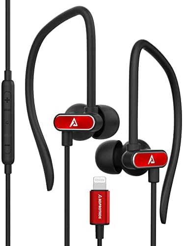 Premium Lightning Earbuds with Secure Ear-Hook Design for i Phone 14/13/12/11 Pro Max/X/XS Max/XR – MFi Certified Sports Earphones in Elegant Rose Gold with Built-in Mic for Hands-Free Calls and Rapid Charging