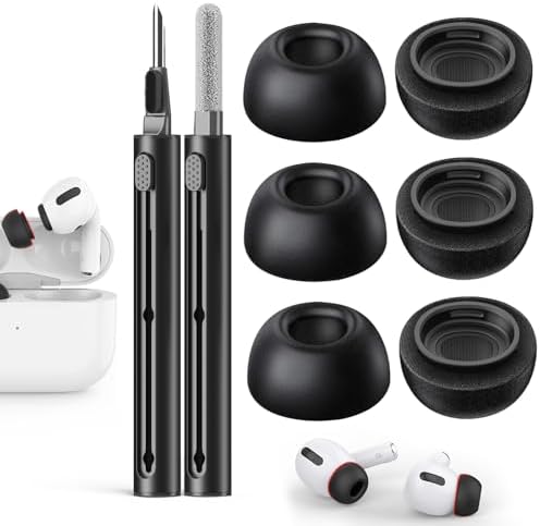 Revolutionize Your Air Pods Pro Listening Experience with Premium Memory Foam & Silicone Replacement Ear Tips – Superior Noise Isolation & Dust Defense, USB-C-Compatible, Tailored Fit in 3 Sizes (Small/Medium/Large) for Ultimate Comfort and Enhanced Sound Quality