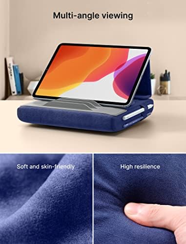 JSAUX Multi-Angle Tablet Pillow Stand – Ergonomic Holder for i Pad, Kindle & Smartphones, 4-11″ Devices in Navy Blue – Ultimate Comfort for Hands-Free Viewing on Bed, Lap or Desk, Ideal for Movies, Reading & Video Calls
