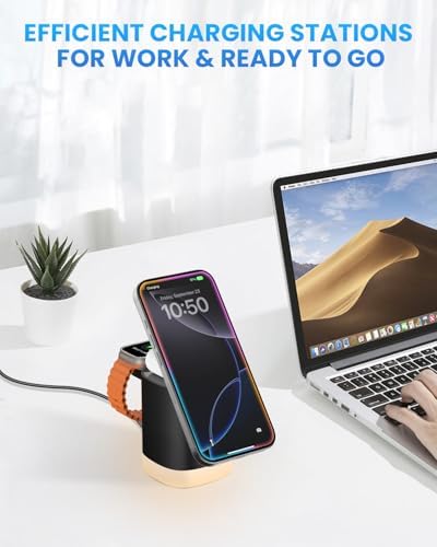 Travel-Ready Joy Geek 3-in-1 Wireless Charging Station – Fast Mag-Safe Charger for i Phone 16-12 Series, Apple Watch Series 10-2, and Air Pods Pro – Ultimate Compatibility and Speed for On-the-Go Lifestyle