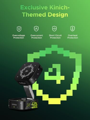 Experience the Power of Convenience with the UGREEN Mag Flow Qi2 Magnetic 2-in-1 Wireless Charging Station – Fast Charge for i Phone 12-16 & Air Pods, Genshin Impact Edition – Travel-Friendly Design for Effortless Portability and Seamless Device Alignment. Elevate Your Charging Game with Enhanced Speed and Stylish Aesthetics!