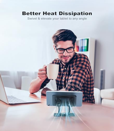 Revolutionary 360-Degree Swivel Tablet Stand – Adjustable, Multi-Functional Holder for i Pad Pro, Air, Mini & More (Sleek Silver) – Experience Unmatched Versatility and Stability for Streaming, Drawing, and Browsing