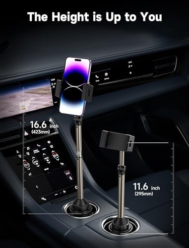 JSAUX Universal Cup Holder Mount for Foldable Phones – Adjustable Cradle Compatible with i Pad Mini, Samsung Galaxy Z Fold Series, Pixel 9 Pro, and Xiaomi Mix Fold – 360-Degree Rotation for Safe, Hands-Free Use in Cars and Trucks – Durable, Easy-Install Car Accessory for Enhanced Navigation and Streaming Experience