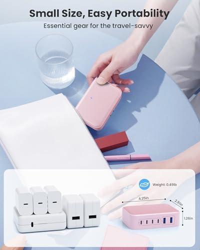 200 W USB C Charging Hub with 6 Ports – Ga N IV Foldable Wall Charger for Rapid Device Power-Up, PD 65 W Laptop Charger for Mac Book Pro, Dell, i Phone 16/15, i Pad, Galaxy & Steam Deck – Compact & Travel-Friendly Fast Charging Solution