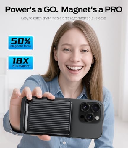 MOVE SPEED Qi2 Certified Mag Safe Battery Pack – 10,000 m Ah Ultra-Fast Charging Power Bank with Built-in Kickstand for i Phone 12/13/14/15/16 – 15 W Wireless Charging & 30 W USB-C Compatibility – Ergonomic Design for Effortless Portability and Convenience