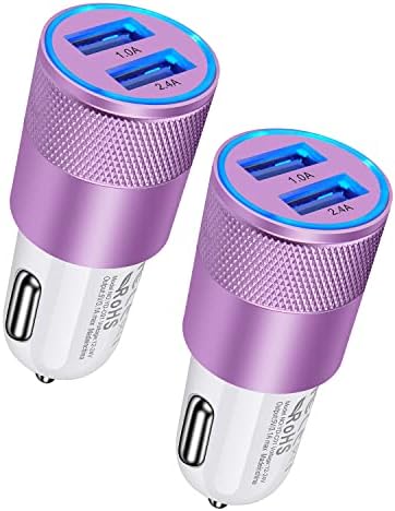 Rapid Charge Dual USB Car Charger Set – 2-Pack, 3.4 A High-Speed Adapter for i Phone 15/14/13/12/11 Pro Max & Samsung Galaxy S23/S22/S21 – Compact Design with Enhanced Safety and Compatibility for Effortless On-the-Go Power Solutions