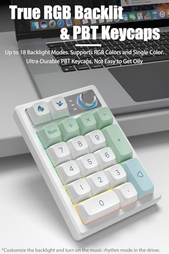 Gasket Creamy Mechanical Numpad – Wireless RGB Backlit Programmable Macro Keypad with Hot Swappable Keys, USB-C and Bluetooth 5.0 Connectivity for Enhanced Productivity on Windows and Mac – Compact Rechargeable Numeric Keyboard with Durable Metal Knob for Streamlined Workflow