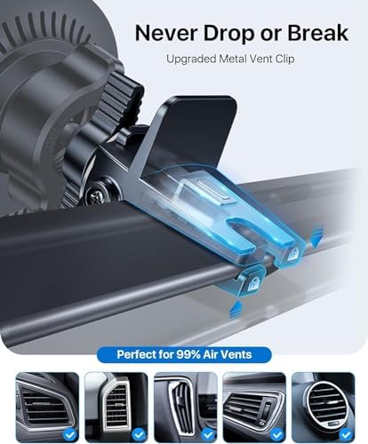 andobil 15 W Wireless Fast Car Charger with Magnetic Mount for i Phone 16/15/14 Series – Effortless Navigation & Charging Solution for Safety-Conscious Drivers – Sleek, Durable Design with Advanced Safety Features for Maximum Performance