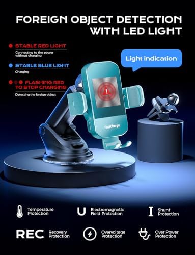 CHGeek 15 W Wireless Car Charger & Auto-Clamping Phone Mount – Fast Qi Charging Solution for i Phone 15/14/13/12/11 Pro Max & Samsung Galaxy S25/S24/S23/S22/S21/S20 – Stylish Pink Design for Modern Drivers – Effortless Device Security & Optimal Viewing Angles