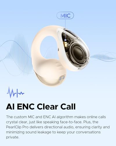 Elevate Your Active Lifestyle with Sound PEATS Pearl Clip Pro Open Ear Wireless Earbuds – Advanced Bluetooth 5.4 Technology, IPX5 Waterproof Rating, All-Day 24-Hour Playtime, and Integrated Microphone for Effortless Communication – Ideal for Fitness Enthusiasts, Runners, and Cyclists Who Value Safety and Superior Sound Quality