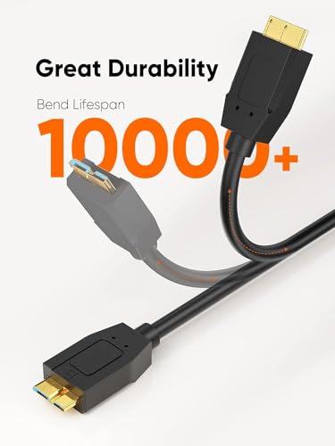 High-Speed 1 FT USB C to Micro B Cable – 10 Gbps Data Transfer for i Phone 15, Seagate & WD External Hard Drives – Durable Braided Design for Enhanced Connectivity & Reliability – Perfect Length for Travel & Desk Use – USB 3.1 Type C Compatible