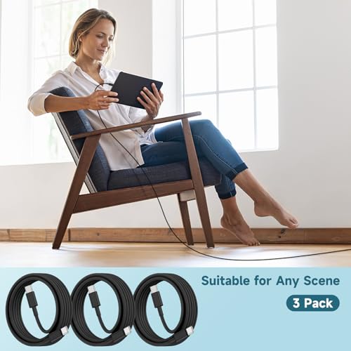 Revolutionary 60 W USB-C Charging Cable Trio – Fast Charge Your i Phone 15, Mac Book Pro, i Pad Pro & Air Pods 4 with Reliable 3 ft Durability – Ultimate Compatibility for Enhanced Performance and Convenience – Ideal for Home, Office, and On-the-Go Use – Sleek White Design for Effortless Style and Organization