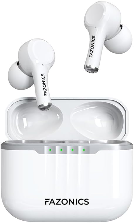 Elevate Your Sound Experience with Quickpods Z80 True Wireless Earbuds – Bluetooth 5.3, ANC & ENC Technology, 36 Hours Playback, IPX5 Waterproof, USB-C Charging Case – Compatible with i Phone & Android (White) – Unmatched Clarity and Comfort for Every Lifestyle