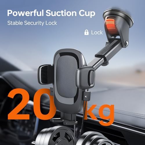 Car Phone Mount – Super Strong Suction Cup Phone Holder for Dashboard/Windshield, 360° Rotating Phone Holders for Your Car, Truck Phone Mount with Quick Release for iPhone 16 Galaxy All Phones-938003 – Enhanced Compatibility and Speed