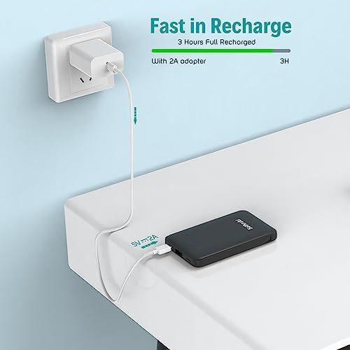 Ultra-Slim 6000 m Ah Portable Charger with Built-in Cables – Lightweight Fast Charging Power Bank for i Phone, Samsung, and Android Devices – Perfect Travel Companion for On-the-Go Power Solutions