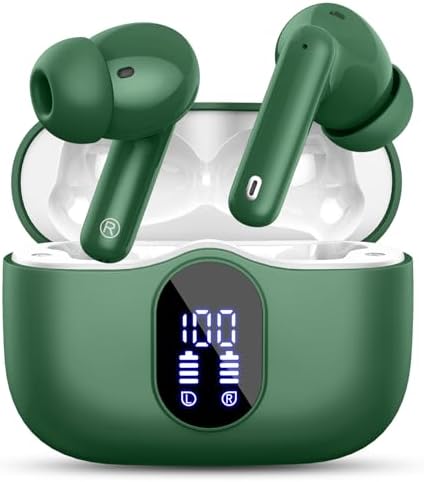 Btootos Ultra-Durable Bluetooth 5.4 Wireless Earbuds – Immersive Bass Sound with Noise-Cancelling Mic, IP7 Waterproof Design for Active Lifestyles, 36-Hour Playtime with LED Battery Display, Bold Yellow for a Striking Audio Experience