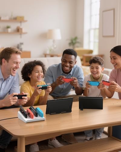 Kinwin Magnetic Charging Dock for Nintendo Switch: 4-in-1 Joy-Con Charger Station for Switch 2/1/OLED – Fast, Reliable Power for Your Controllers with Sleek Design and Enhanced Compatibility