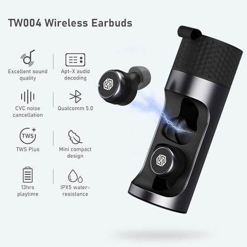 Nillkin TW004 Bluetooth 5.0 Wireless Earbuds – Advanced IPX5 Waterproof Noise Cancelling Headphones for Active Users, Premium Sound Experience, and All-Day Comfort with Portable Charging Case for On-the-Go Music Lovers