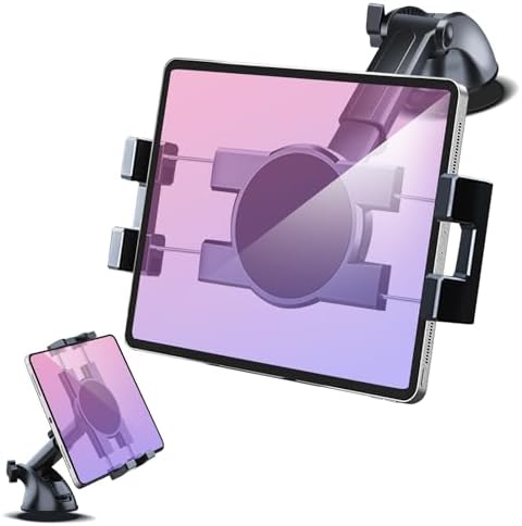 Ultimate 360° Rotatable Car Tablet Mount Holder for Dashboards & Windshields – Secure Suction Cup Stand for i Pad Pro, Samsung Galaxy Tabs, and i Phone Models 4.7″-12.9″ – Enhanced Compatibility for Safe Navigation and Hands-Free Access