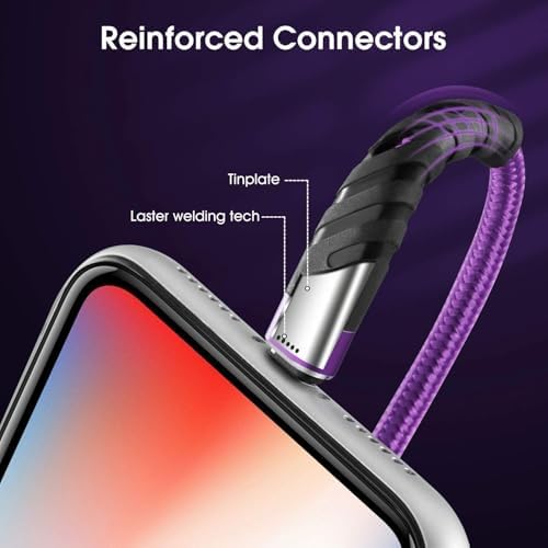Cyven Smart 3-Pack 6 Ft MFi Certified Lightning Cables – Fast Charging USB A to Lightning Cords for i Phone 14/13/12/11/XS/XR/X/8/7/6/5/SE Plus Pro Max Mini – Durable Red Design for Ultimate Flexibility and Speed