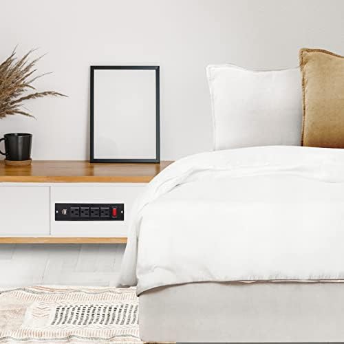 Sleek Recessed Power Strip with Dual USB Ports – Flush Mount Desktop Outlet for Effortless Power Access in Kitchen, Office, or Conference Room – Ultimate Surge Protection and Fast Charging Solution for Modern Spaces