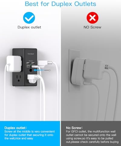 Maximize Power Efficiency with Our 5-Outlet Surge Protector and 4-Port USB Charger – Wall-Mountable Power Strip with 1680 Joules Protection for Home and Office Use, Featuring Fast USB C PD 20 W Charging for All Devices, Ideal Multi-Plug Adapter for an Organized Workspace