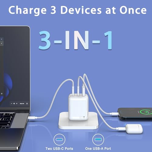 67 W Ga N Fast Charger Block – 3-Port USB C Wall Charger for Mac Book Pro/Air, i Phone 15/14, Galaxy & Pixel – Compact, High-Speed Power Adapter for Home, Office, and Travel – Ultimate Device Compatibility & Efficiency