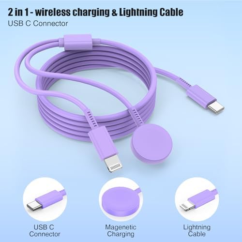 Revolutionary 2-in-1 USB C Magnetic Charger for Apple Devices – MFi Certified 20 W Fast Charge Cable with 6-ft Flexibility for Ultimate Convenience – Perfect Compatibility with Apple Watch Series 8/7/SE/6/5/4/3/2/1 and i Phone 14/13/12/11/XS – Your Premium Solution for Rapid Power Delivery on the Go