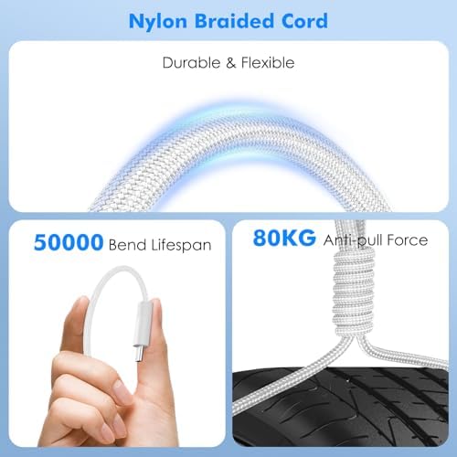High-Speed Mo Ko 240 W USB C to USB C Charging Cable – 3.3 ft Nylon Braided, Fast Power Delivery for i Phone 15/16, Mac Book Pro 2020, Galaxy S24 – Durable, Tangle-Free, Elegant Tech Solution for Ultimate Device Connectivity
