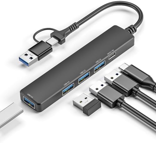 Maximize Your Device Connectivity with the Premium Aluminum 5-in-1 USB Hub – High-Speed USB 3.0 Multiport Adapter with 3 USB 2.0 Ports for Effortless Peripheral Integration, Ideal for Mac Book Pro, i Pads, Laptops, Dell, HP, and i Phone 15/16 – Streamline Your Workspace and Enhance Productivity Effortlessly!
