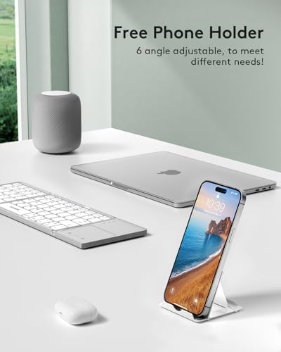 Samsers Portable Bluetooth Keyboard with Touchpad – Ultra-Slim Foldable Wireless Keyboard for Effortless Typing on Android, Windows, and i OS Devices – Rechargeable, Travel-Friendly Design with Device Holder – Black