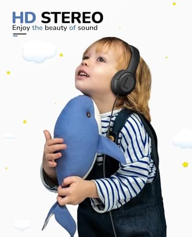 Premium Volume-Limiting Kids Wired Headphones with Microphone – Ultimate Hearing Protection at 85/94 d B – Foldable On-Ear Design for Effortless Travel – Perfect for Learning, Gaming, and Entertainment – Universal 3.5 mm Compatibility for All Devices
